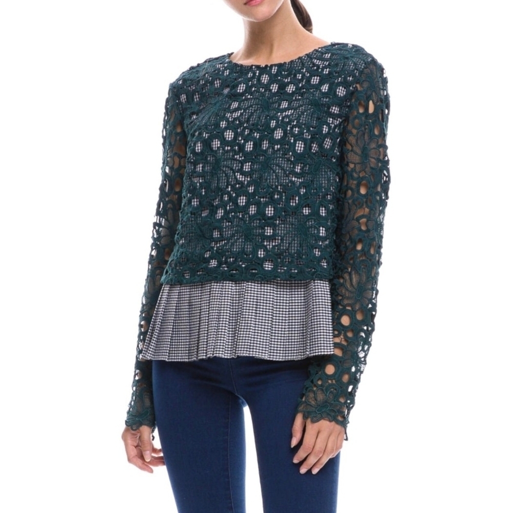 Maeve by Anthropologie Lace Peplum Blouse Size S